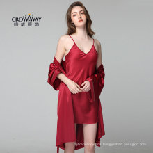 New Arrival V-Neck Imitated Silk Fabric Women Clothing Casual Dress Sleepwear